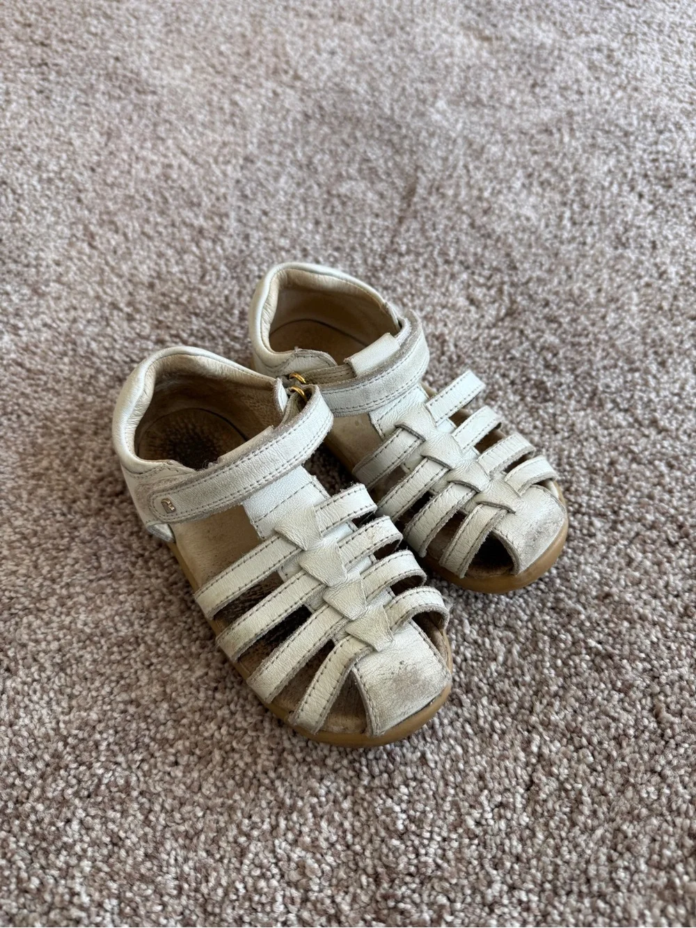 Bobux Toddler White Leather Sandals Size 25/8